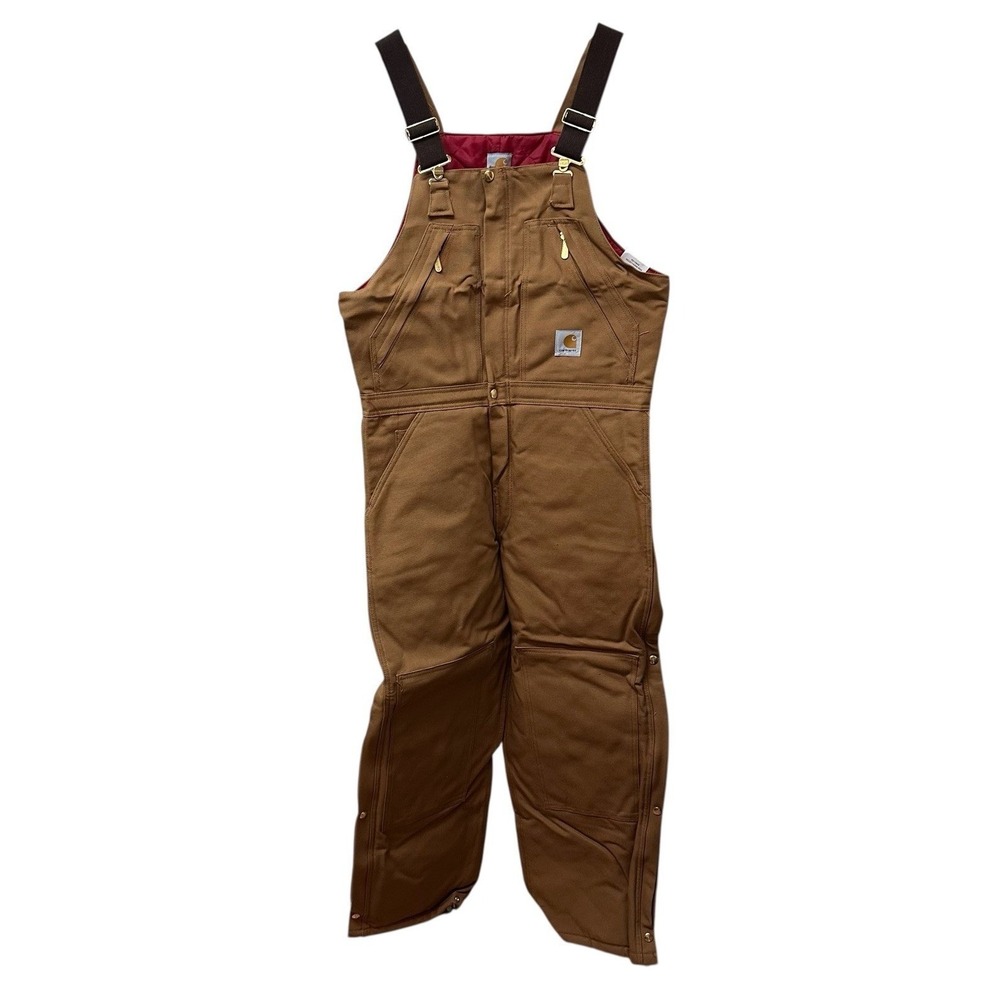 Vtg Carhartt Duck Zip to Waist Biberall Overalls Quilt Lined R38 46 X 30 NEW NOS